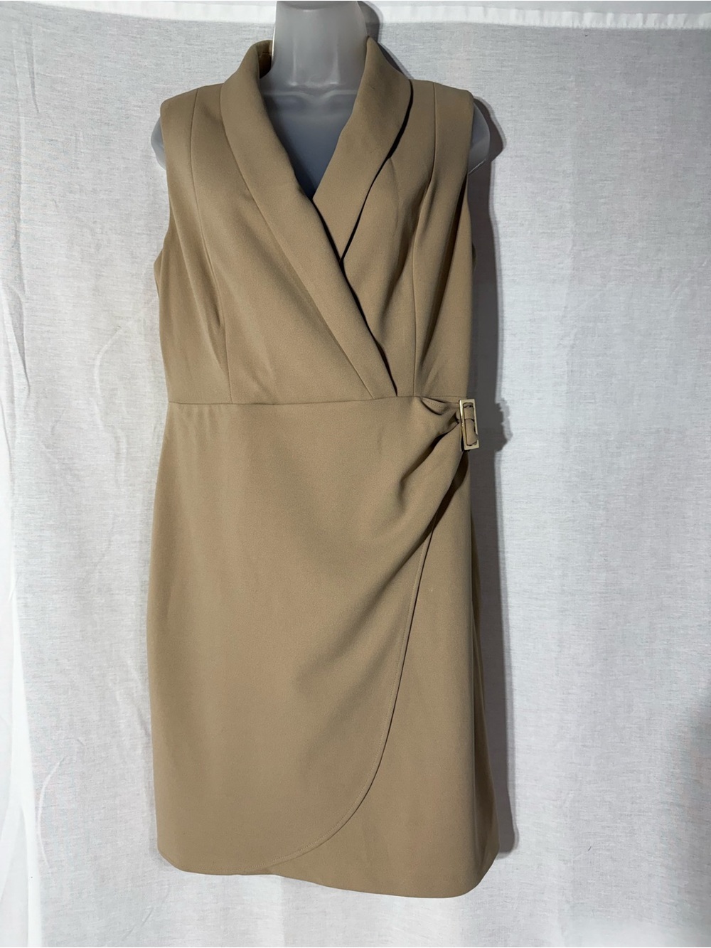 Tommy Hilfiger Sleeveless faux Wrap Sheath Dress in Beige Sz 10